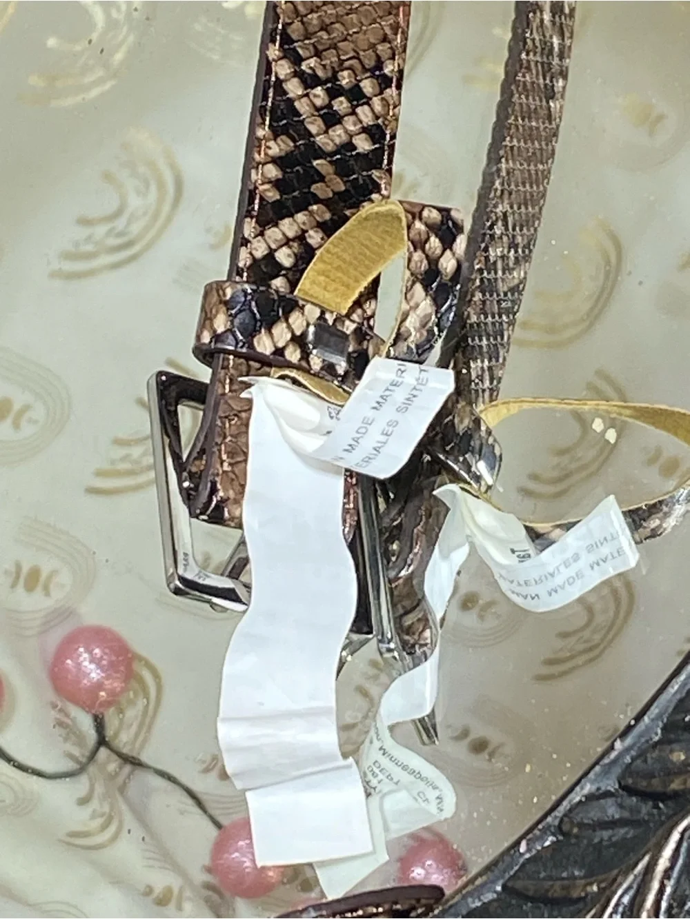 Target Brown Snake-Print Women's Belt with Gold Buckle